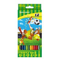 Карандаши цветные BRAUBERG "Football match", 12 цветов, шестигранные, грифель 3 мм, натуральное дерево, 180534 фото Карандаши цветные BRAUBERG "Football match", 12 цветов, шестигранные, грифель 3 мм, натуральное дерево, 180534