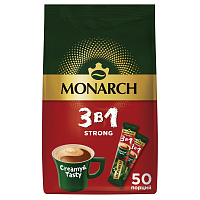 Кофе растворимый Monarch "Strong", 3в1, порошкообразный, порционный, 50 пакетиков*13,5г, мягкая упаковка фото Кофе растворимый Monarch "Strong", 3в1, порошкообразный, порционный, 50 пакетиков*13,5г, мягкая упаковка
