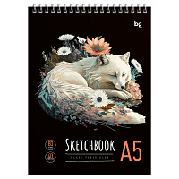 Скетчбук 40л., А5 BG "Arctic fox", на гребне, черный блок, 80г/м2 фото Скетчбук 40л., А5 BG "Arctic fox", на гребне, черный блок, 80г/м2