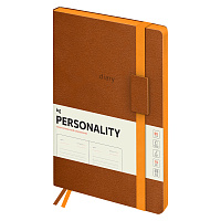 Ежедневник недатированный, B5, 136л., мягкий переплет, кожзам, BG "Personality. Brown", коричневый, цветной срез, на резинке, карман фото Ежедневник недатированный, B5, 136л., мягкий переплет, кожзам, BG "Personality. Brown", коричневый, цветной срез, на резинке, карман