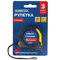 Рулетка измерительная 3 м х 16 мм, обрезиненный корпус, с фиксатором, RABBITEX Standard, 671348 фото Рулетка измерительная 3 м х 16 мм, обрезиненный корпус, с фиксатором, RABBITEX Standard, 671348