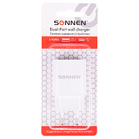 Зарядное устройство быстрое сетевое (220 В) SONNEN, USB QC 3.0 + Type-C PD 20 Вт, 3 А, белое, 455505 фото Зарядное устройство быстрое сетевое (220 В) SONNEN, USB QC 3.0 + Type-C PD 20 Вт, 3 А, белое, 455505