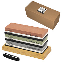 Точильный камень водный, КОМПЛЕКТ 3 шт., НАБОР 8 предметов, 400/1000/2000/3000/5000/8000 грит, PRIMAURA (ПРИМАУРА), 701629