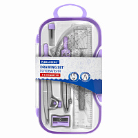Готовальня BRAUBERG SCHOOL KIT, 11 предметов, циркуль 115 мм, циркуль 125 мм, чертежные принадлежности, лавандовый цвет, 210714 фото Готовальня BRAUBERG SCHOOL KIT, 11 предметов, циркуль 115 мм, циркуль 125 мм, чертежные принадлежности, лавандовый цвет, 210714