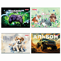 Альбом для рисования А4, 20 листов, скоба, обложка офсет, ПИФАГОР, 203х288 мм, "МИКС-2", 107103