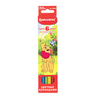 Карандаши цветные BRAUBERG "My lovely dogs", 6 цветов, шестигранные, грифель 3 мм, натуральное дерево, 180518 фото Карандаши цветные BRAUBERG "My lovely dogs", 6 цветов, шестигранные, грифель 3 мм, натуральное дерево, 180518