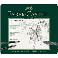 Набор карандашей ч/г Faber-Castell "Pitt Graphite", 19 предметов, заточен., метал. кор. фото Набор карандашей ч/г Faber-Castell "Pitt Graphite", 19 предметов, заточен., метал. кор.