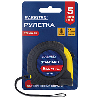 Рулетка измерительная 5 м х 19 мм, обрезиненный корпус, с фиксатором, RABBITEX Standard, 671349 фото Рулетка измерительная 5 м х 19 мм, обрезиненный корпус, с фиксатором, RABBITEX Standard, 671349