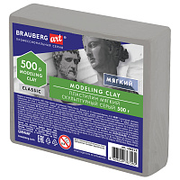Пластилин скульптурный BRAUBERG ART CLASSIC, серый, 0,5 кг, мягкий, 106513 фото Пластилин скульптурный BRAUBERG ART CLASSIC, серый, 0,5 кг, мягкий, 106513