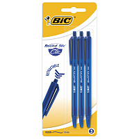 Ручки шариковые автоматические BIC "Round Stic Clic", НАБОР 3 шт., СИНИЕ, линия письма 0,32 мм, блистер, 926374 фото Ручки шариковые автоматические BIC "Round Stic Clic", НАБОР 3 шт., СИНИЕ, линия письма 0,32 мм, блистер, 926374
