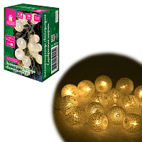 Электрогирлянда-нить комнатная "Шарики" 1,8 м, 16 LED, серебро, тёплый белый, батарейки, ЗОЛОТАЯ СКАЗКА, 592559