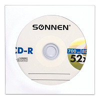 Диск CD-R SONNEN, 700 Mb, 52x, бумажный конверт (1 штука), 512573 фото Диск CD-R SONNEN, 700 Mb, 52x, бумажный конверт (1 штука), 512573