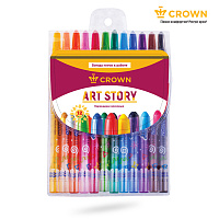 Карандаши восковые Crown "ArtStory", 12цв., выкручивающийся стержень, ПВХ, европодвес фото Карандаши восковые Crown "ArtStory", 12цв., выкручивающийся стержень, ПВХ, европодвес