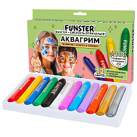 Аквагрим для лица и тела, 12 цветов (10 классических + золото + серебро), 10 трафаретов, FUNSTER (ФАНСТЕР), 192572 фото Аквагрим для лица и тела, 12 цветов (10 классических + золото + серебро), 10 трафаретов, FUNSTER (ФАНСТЕР), 192572