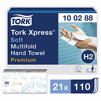 Полотенца бумажные листовые Tork H2 М-сложение 2-слойные белые 21 пачка по 110 листов (100288) фото Полотенца бумажные листовые Tork H2 М-сложение 2-слойные белые 21 пачка по 110 листов (100288)