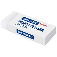 Ластик большой BRAUBERG EXTRA, 60х24х11 мм, белый, прямоугольный, экологичный ПВХ, картонный держатель, 228074 фото Ластик большой BRAUBERG EXTRA, 60х24х11 мм, белый, прямоугольный, экологичный ПВХ, картонный держатель, 228074