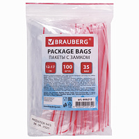 Пакеты с замком ZIP LOCK "зиплок", комплект 100 шт., 120х170 мм, ПВД, толщина 35 микрон, BRAUBERG, 606212 фото Пакеты с замком ZIP LOCK "зиплок", комплект 100 шт., 120х170 мм, ПВД, толщина 35 микрон, BRAUBERG, 606212