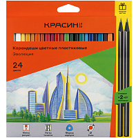 Карандаши цветные пластиковые Красин "Эволюция", 24цв.+2 ч/г HB, заточен., картон, европодвес фото Карандаши цветные пластиковые Красин "Эволюция", 24цв.+2 ч/г HB, заточен., картон, европодвес