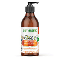 Мыло жидкое 380 мл, SYNERGETIC "Карамельное яблоко и ваниль", биоразлагаемое, дозатор, 105004