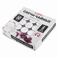 Свечи чайные Maxi Life, до 8 часов горения, вес 21 г, КОМПЛЕКТ 50 шт., в гильзе, LAIMA, 609202 фото Свечи чайные Maxi Life, до 8 часов горения, вес 21 г, КОМПЛЕКТ 50 шт., в гильзе, LAIMA, 609202