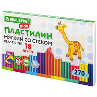 Пластилин мягкий восковой BRAUBERG KIDS, 18 цветов, 270 г, со стеком, 106497 фото Пластилин мягкий восковой BRAUBERG KIDS, 18 цветов, 270 г, со стеком, 106497