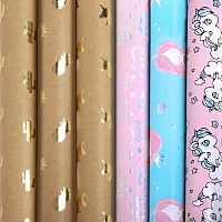 Бумага упаковочная подарочная С ЭФФЕКТАМИ "Just For Fun", 70х100 см, 6 дизайнов ассорти, ЗОЛОТАЯ СКАЗКА, 591937