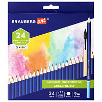 Карандаши художественные цветные акварельные BRAUBERG ART CLASSIC, 24 цвета, грифель 3,3 мм, 181530 фото Карандаши художественные цветные акварельные BRAUBERG ART CLASSIC, 24 цвета, грифель 3,3 мм, 181530