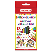 Карандаши цветные ПИФАГОР "ЭНИКИ-БЕНИКИ", 12 цветов, шестигранные, натуральное дерево, 181346 фото Карандаши цветные ПИФАГОР "ЭНИКИ-БЕНИКИ", 12 цветов, шестигранные, натуральное дерево, 181346