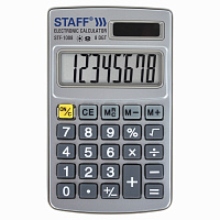 Калькулятор карманный металлический STAFF STF-1008 (103х62 мм), 8 разрядов, двойное питание, 250115 фото Калькулятор карманный металлический STAFF STF-1008 (103х62 мм), 8 разрядов, двойное питание, 250115
