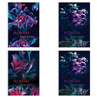 Тетрадь А4 96 л., HATBER, гребень, клетка, обложка картон, "Beautiful flowers" (микс в спайке), 086261, 96Т4В1гр фото Тетрадь А4 96 л., HATBER, гребень, клетка, обложка картон, "Beautiful flowers" (микс в спайке), 086261, 96Т4В1гр