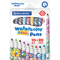 Фломастеры двусторонние утолщенные BRAUBERG "PREMIUM" "BI-COLOR", 10 шт., 20 цветов, двухцветные, вентилируемый колпачок, 151945 фото Фломастеры двусторонние утолщенные BRAUBERG "PREMIUM" "BI-COLOR", 10 шт., 20 цветов, двухцветные, вентилируемый колпачок, 151945