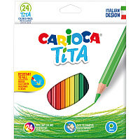 Карандаши цветные CARIOCA "Tita", 24 цвета, пластиковые, шестигранные, заточенные, европодвес, 42794 фото Карандаши цветные CARIOCA "Tita", 24 цвета, пластиковые, шестигранные, заточенные, европодвес, 42794