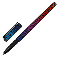 Ручка шариковая BRAUBERG SOFT TOUCH GRIP "NEON ZEBRA", СИНЯЯ, мягкое покрытие, узел 0,7 мм, 143721 фото Ручка шариковая BRAUBERG SOFT TOUCH GRIP "NEON ZEBRA", СИНЯЯ, мягкое покрытие, узел 0,7 мм, 143721