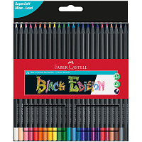 Карандаши цветные Faber-Castell "Black Edition", 24цв., трехгран., черное дерево, заточен., картон. фото Карандаши цветные Faber-Castell "Black Edition", 24цв., трехгран., черное дерево, заточен., картон.