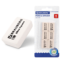 Ластики BRAUBERG "Ultra Square" 6 шт., размер ластика 29х18х8 мм, белые, натуральный каучук, 229603 фото Ластики BRAUBERG "Ultra Square" 6 шт., размер ластика 29х18х8 мм, белые, натуральный каучук, 229603