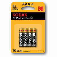 Батарейки алкалиновые "мизинчиковые" КОМПЛЕКТ 4 шт., KODAK Xtralife Alkaline, ААА (LR03,15А), блистер, Б0014329 фото Батарейки алкалиновые "мизинчиковые" КОМПЛЕКТ 4 шт., KODAK Xtralife Alkaline, ААА (LR03,15А), блистер, Б0014329