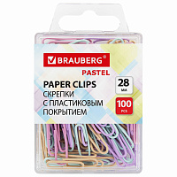 Скрепки BRAUBERG PASTEL, 28 мм, пастельные цвета, 100 шт., в пластиковой коробке, 271956 фото Скрепки BRAUBERG PASTEL, 28 мм, пастельные цвета, 100 шт., в пластиковой коробке, 271956