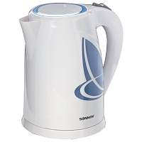 Чайник SONNEN KT-1767, 1,8 л, 2200 Вт, закрытый нагревательный элемент, пластик, белый/синий, 453416 фото Чайник SONNEN KT-1767, 1,8 л, 2200 Вт, закрытый нагревательный элемент, пластик, белый/синий, 453416