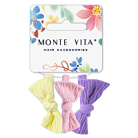 Резинки для волос НАБОР 3 шт., мягкие, средние, с бантами, разные цвета, MONTE VITA (МОНТЕ ВИТА), 457049