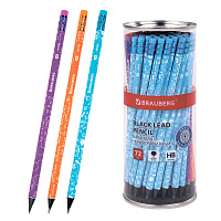 Карандаш чернографитный BRAUBERG "EXAM", 1 шт., HB, с ластиком, корпус ассорти, 181753