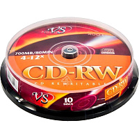 Диск CD-RW VS 700 МБ 4x -12x cake box VSCDRWCB1001 (10 штук в упаковке) фото Диск CD-RW VS 700 МБ 4x -12x cake box VSCDRWCB1001 (10 штук в упаковке)