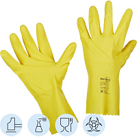 Перчатки КЩС латексные Manipula Specialist Блеск L-F-01/CG-941 с хлопковым напылением желтые (размер 10-10.5, XL) фото Перчатки КЩС латексные Manipula Specialist Блеск L-F-01/CG-941 с хлопковым напылением желтые (размер 10-10.5, XL)