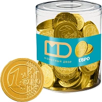 Шоколад порционный Монеты в банке Евро (120 штук по 6 г)
