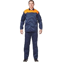 Костюм рабочий летний мужской л16-КПК синий/оранжевый (размер 60-62, рост 158-164)