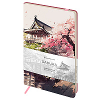 Записная книжка А5 80л. ЛАЙТ, кожзам, Greenwich Line "Sakura. Karahafu", с резинкой, тиснение фольгой, блок в линию фото Записная книжка А5 80л. ЛАЙТ, кожзам, Greenwich Line "Sakura. Karahafu", с резинкой, тиснение фольгой, блок в линию