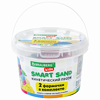 Песок для лепки кинетический BRAUBERG KIDS, синий, 500 г, 2 формочки, ведерко, 665095 фото Песок для лепки кинетический BRAUBERG KIDS, синий, 500 г, 2 формочки, ведерко, 665095