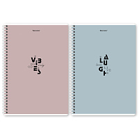 Тетрадь А4, 96 л., BRAUBERG, гребень, клетка, матовая ламинация, "Пастель_3" (микс в спайке), 405320