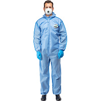 Комбинезон одноразовый с капюшоном Lakeland SafeGard 76 синий 45 г/кв.м (размер 48-50, L, ESB428) фото Комбинезон одноразовый с капюшоном Lakeland SafeGard 76 синий 45 г/кв.м (размер 48-50, L, ESB428)