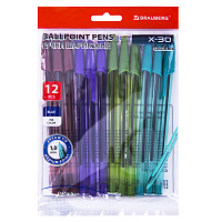 Ручки шариковые BRAUBERG X-30 COLOR MIX, КОМПЛЕКТ 12 ШТ., СИНИЕ, пишущий узел 1 мм, линия письма 0,5 мм, 144336 фото Ручки шариковые BRAUBERG X-30 COLOR MIX, КОМПЛЕКТ 12 ШТ., СИНИЕ, пишущий узел 1 мм, линия письма 0,5 мм, 144336