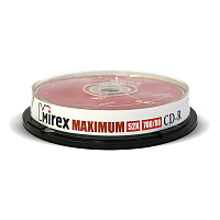 Диск CD-R Mirex 700 МБ 52x cake box UL120052A8L (10 штук в упаковке) фото Диск CD-R Mirex 700 МБ 52x cake box UL120052A8L (10 штук в упаковке)